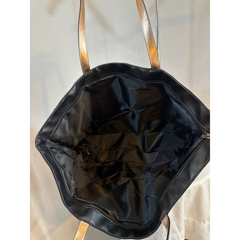 Victoria’s Secret Black Large Tote Bag Corset Lace Grommet Canvas Zip Top - Picture 5 of 9